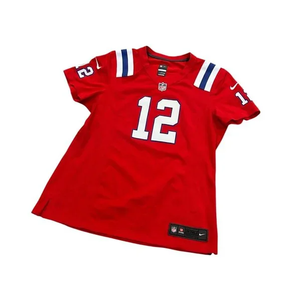 Nike New England Patriots Tom Brady #12 Red Throwback NFL Jersey Women's Large - Picture 4 of 9